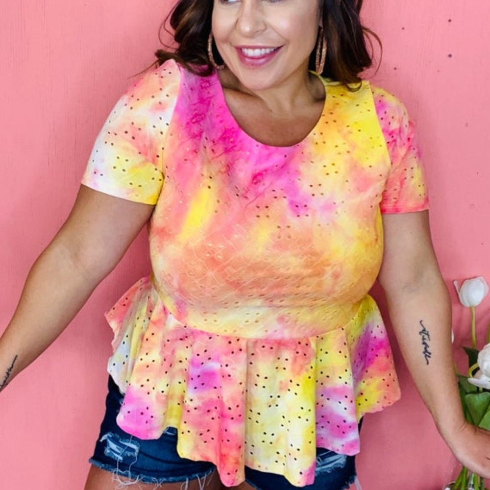 Tie-Dye Peplum Top